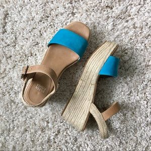 EILEEN FISHER Clasp Wedge Sandal 36 6 Ocean Blue